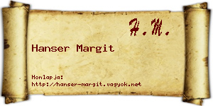 Hanser Margit névjegykártya